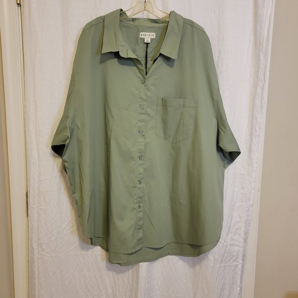 Brand New Ava & Viv No Gap Button Front Long Sleeve Top SIZE 2X NEW WITH TAGS